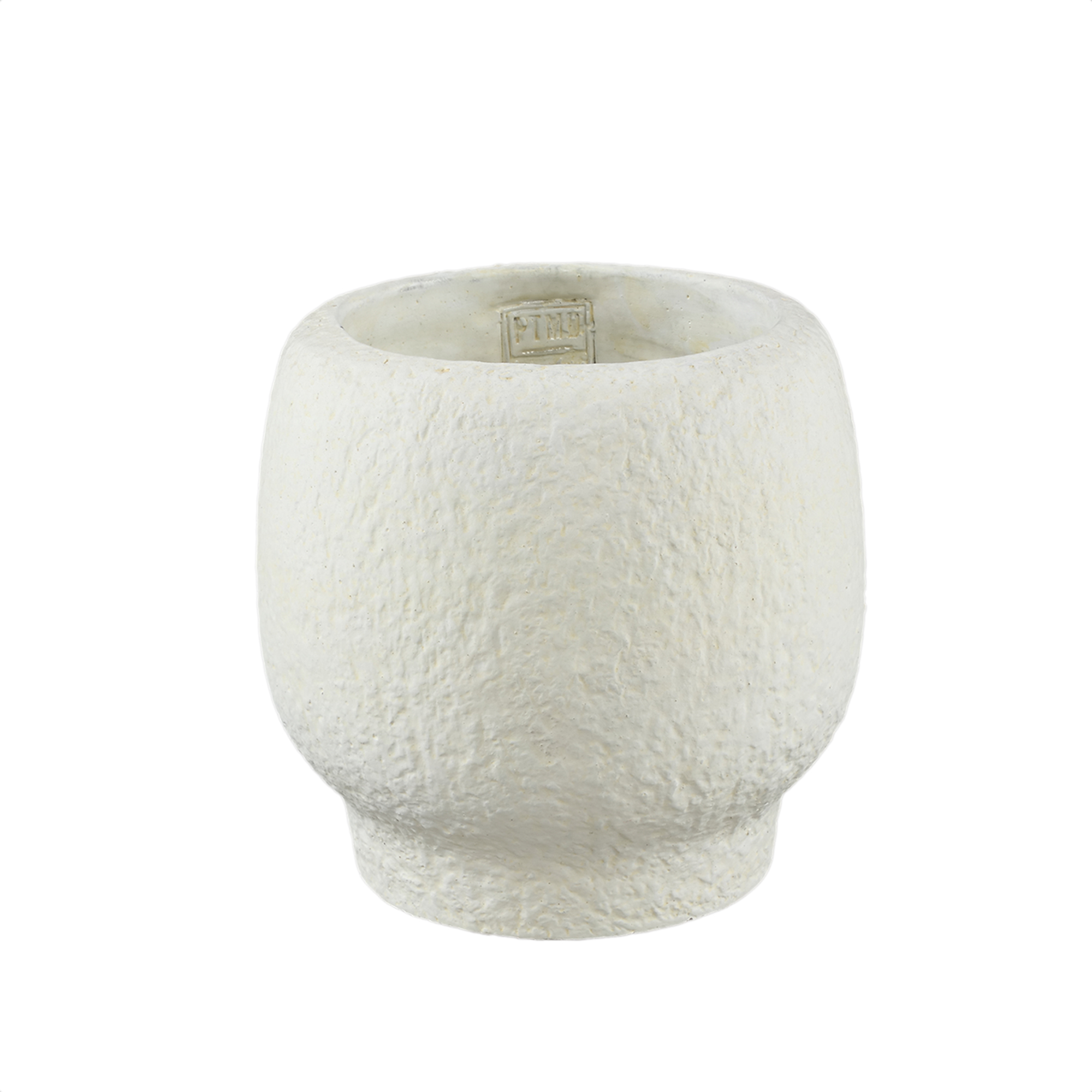 Evelynn White round cement pot